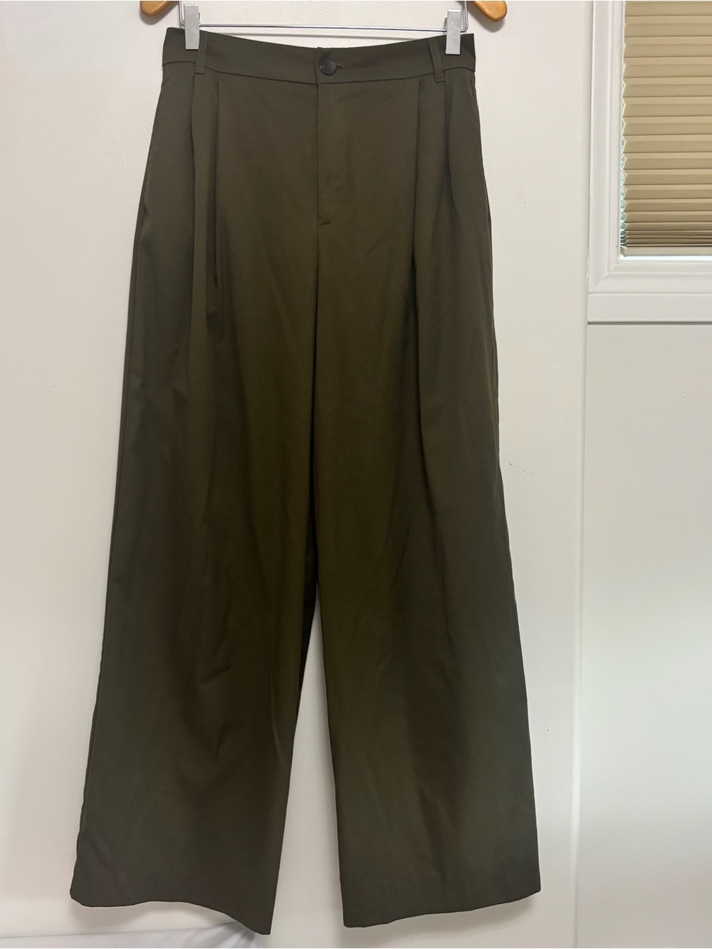 Zara Wide-Leg Dress Pants in Olive